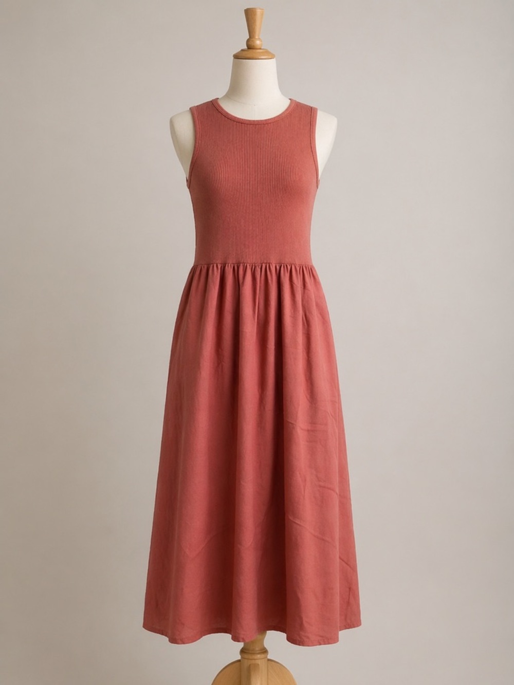 Anthropologie Sundry MixMedia Tank Dress in Woodrose Size Medium (2) NWT